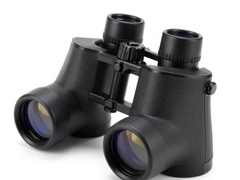 Black Binoculars on White Background