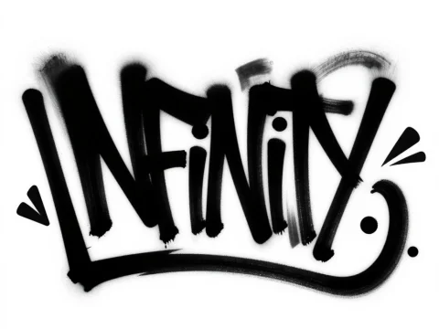 Black Graffiti Tag 'Infinity' on White Background