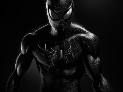 Black Suit Spider-Man in Dramatic Lighting