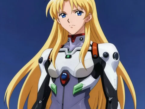 Blonde Anime Pilot in Futuristic Suit