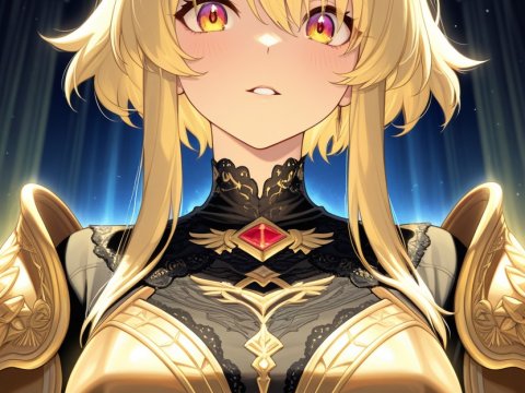 Blonde Female Knight in Golden Armor