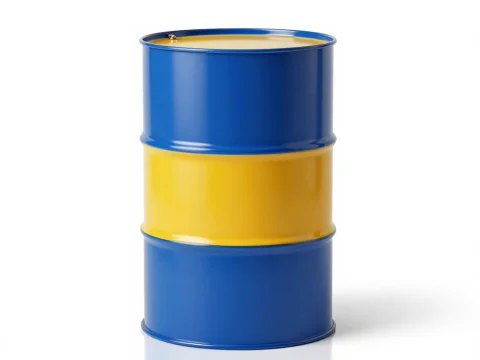 Blue and Yellow Industrial Oil Drum