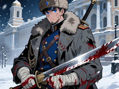 Blue-Eyed Samurai Bounty Hunter in Snowy Russian Setting