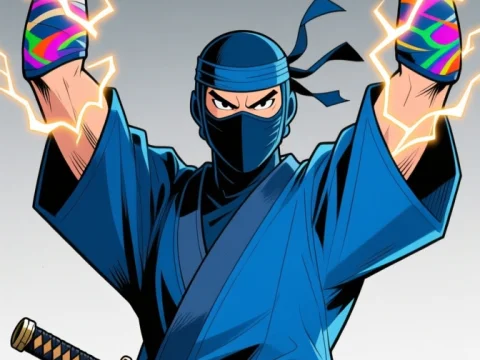 Blue Ninja Summoning Electric Energy