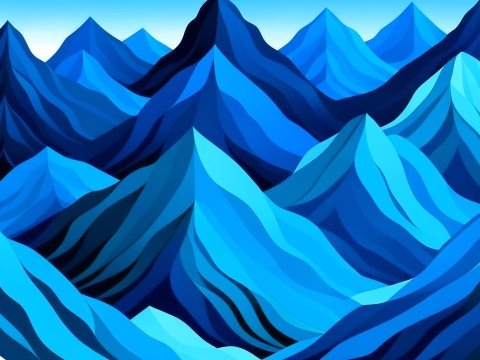 Blue Vectored Mountain Range Illustration