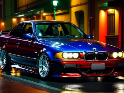 BMW E46 M3 in Vibrant Night Street Scene