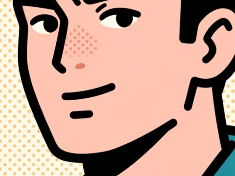 Bold Comic Style Portrait of a Confident Young Man