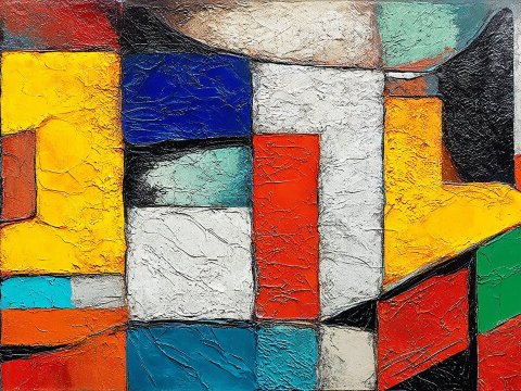 Bold Geometric Concrete Art with Vibrant Colors