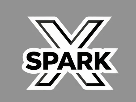 Bold X Spark Logo Design on Gray Background