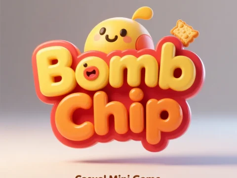 Bomb Chip Casual Mini Game Logo with Cute Character