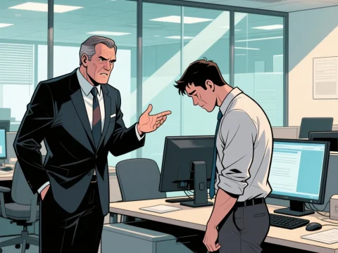 Boss Scolding Employee in Modern Office