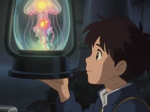 Boy Holding Lantern with Glowing Jellyfish Inside