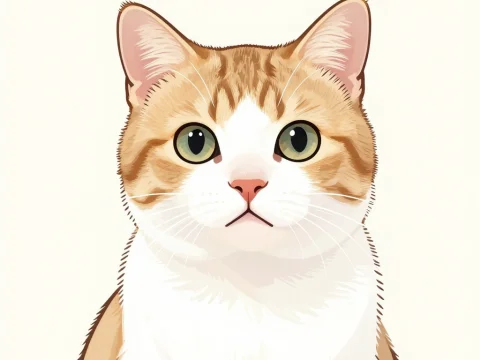 Bright and Detailed Illustration of a Ginger and White Cat