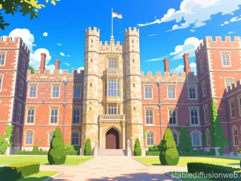 Bright Animated View of a Historic Palace