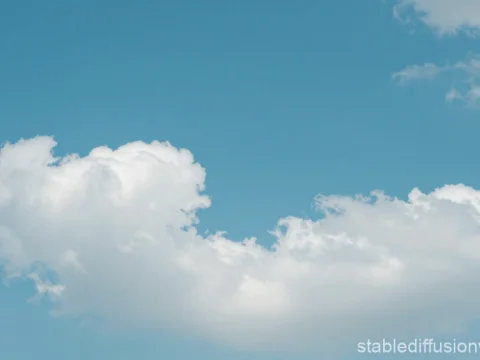 Bright Blue Sky with Fluffy White Clouds