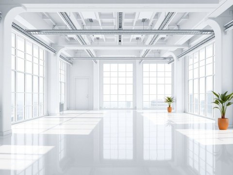 Bright Modern Minimalist Office Space with Large Windows