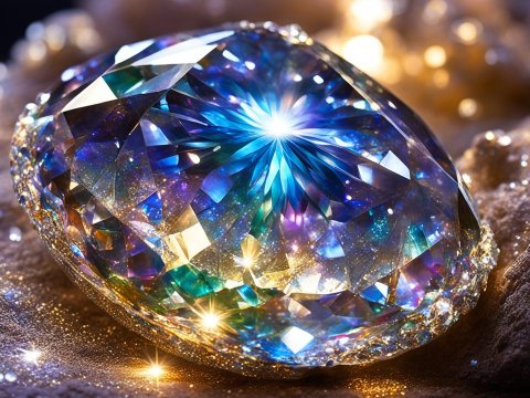 Brilliant Multicolored Gemstone Close-Up Under Clear Light