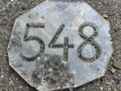 Broken Transparent Number Plate with 548