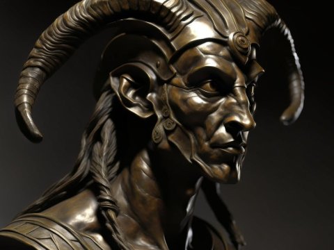 Bronze Statue of Mythical Horned Figure