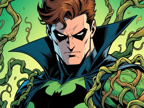 Brown-Haired Villain with Vines in Comic Style