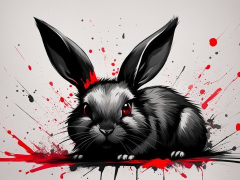 Brutal Predator Bunny with Red Splatter