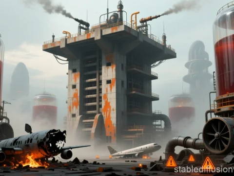 Brutalist Bromine Factory in a Post-Apocalyptic Scene