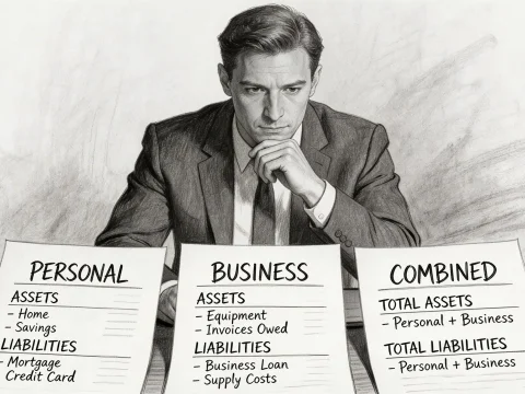 Business Owner Reviewing Personal and Business Financial Balance