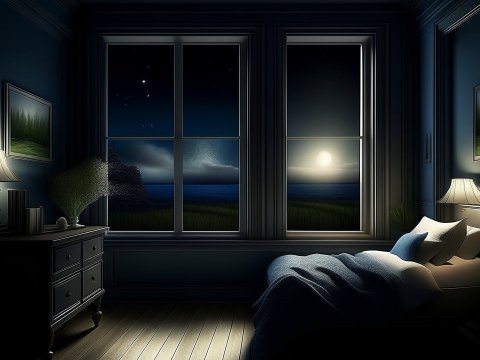 Calm Night Bedroom with Ocean View