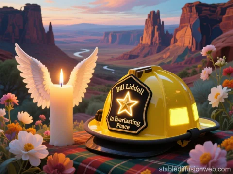 Candlelit Angel and Fireman's Tribute in Scenic Canyon