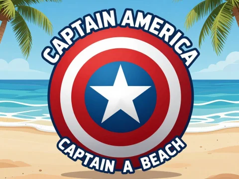 Captain America Beach Logo with Palm Trees