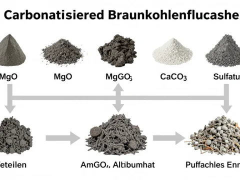 Carbonatized Brown Coal Flue Ash Composition and Transformation