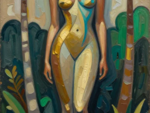 Caribbean Woman in Abstract Impasto Style