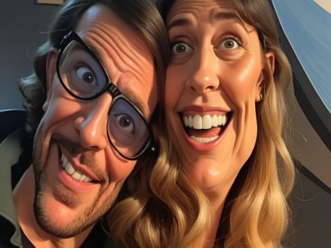 Caricature Style Portrait of a Happy Couple