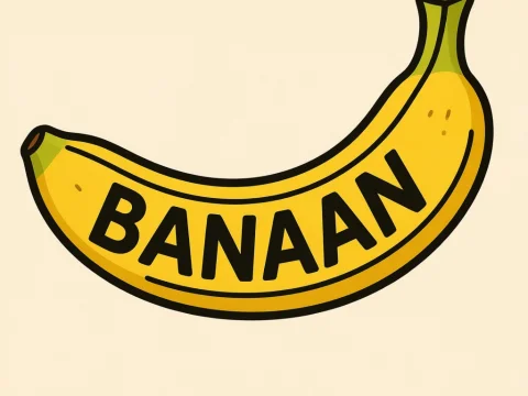 Cartoon Banana with Bold BANAN Text