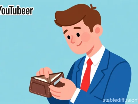 Cartoon Businessman Checking Empty Wallet