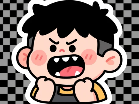 Cartoon Character with Nervous Angry Expression Sticker