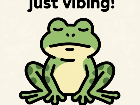 Cartoon Frog Just Vibing with Eyes Closed