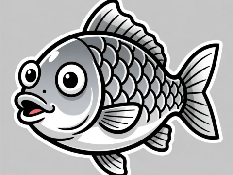Cartoon Funny Carp with Big Eyes