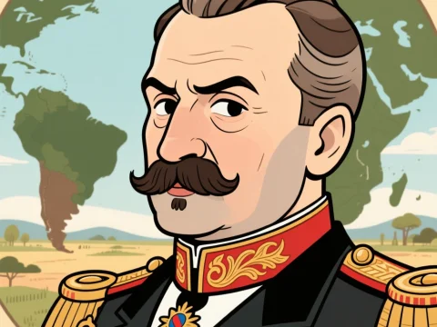 Cartoon Portrait of Otto von Bismarck in Military Uniform