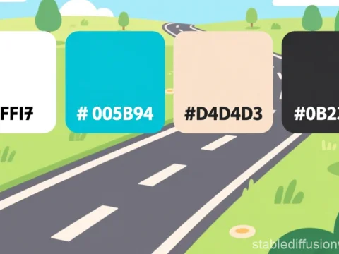 Cartoon Roadmap with Color Palette Swatches