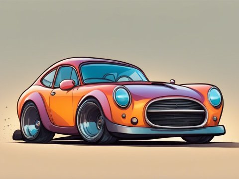 Cartoon Style Classic Sports Car Illustration