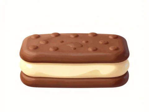 Cartoon Style Ice Cream Sandwich Illustration