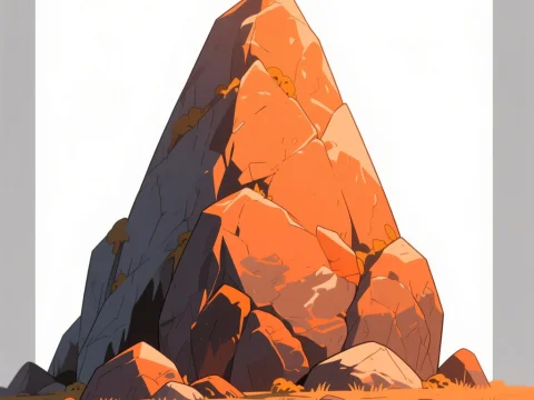Cartoon Style Rocky Formation on White Background
