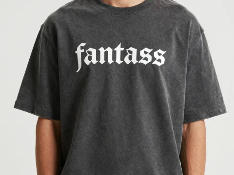 Casual Black T-Shirt with 'fantass' Gothic Text