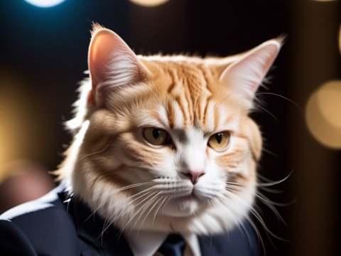Cat in a Suit with a Serious Expression