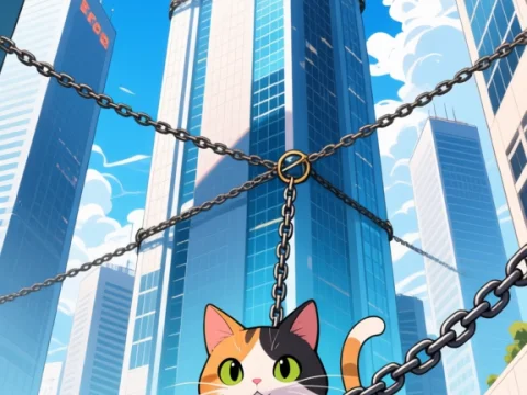 Cat Scientist Walking in a Futuristic Cityscape