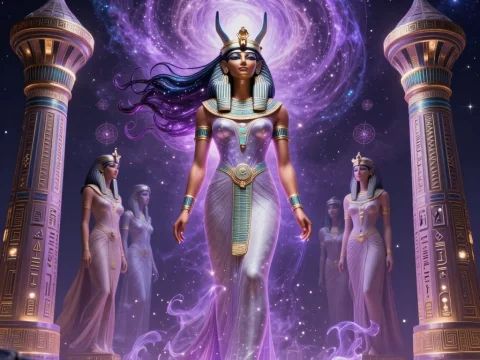 Celestial Egyptian Goddess with Cosmic Aura