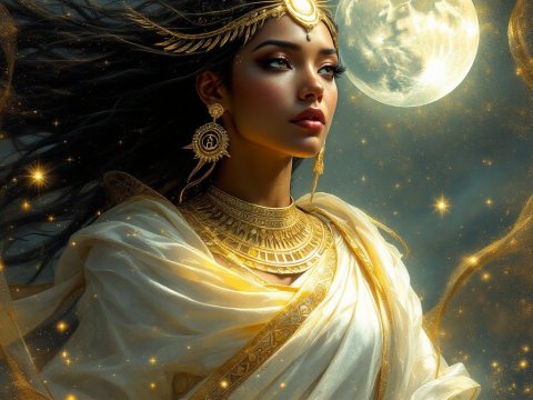 Celestial Goddess with Radiant Moon
