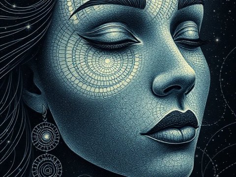 Celestial Woman with Cosmic Patterns