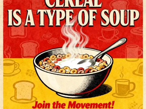 Cereal Is a Type of Soup Vintage Propaganda Poster